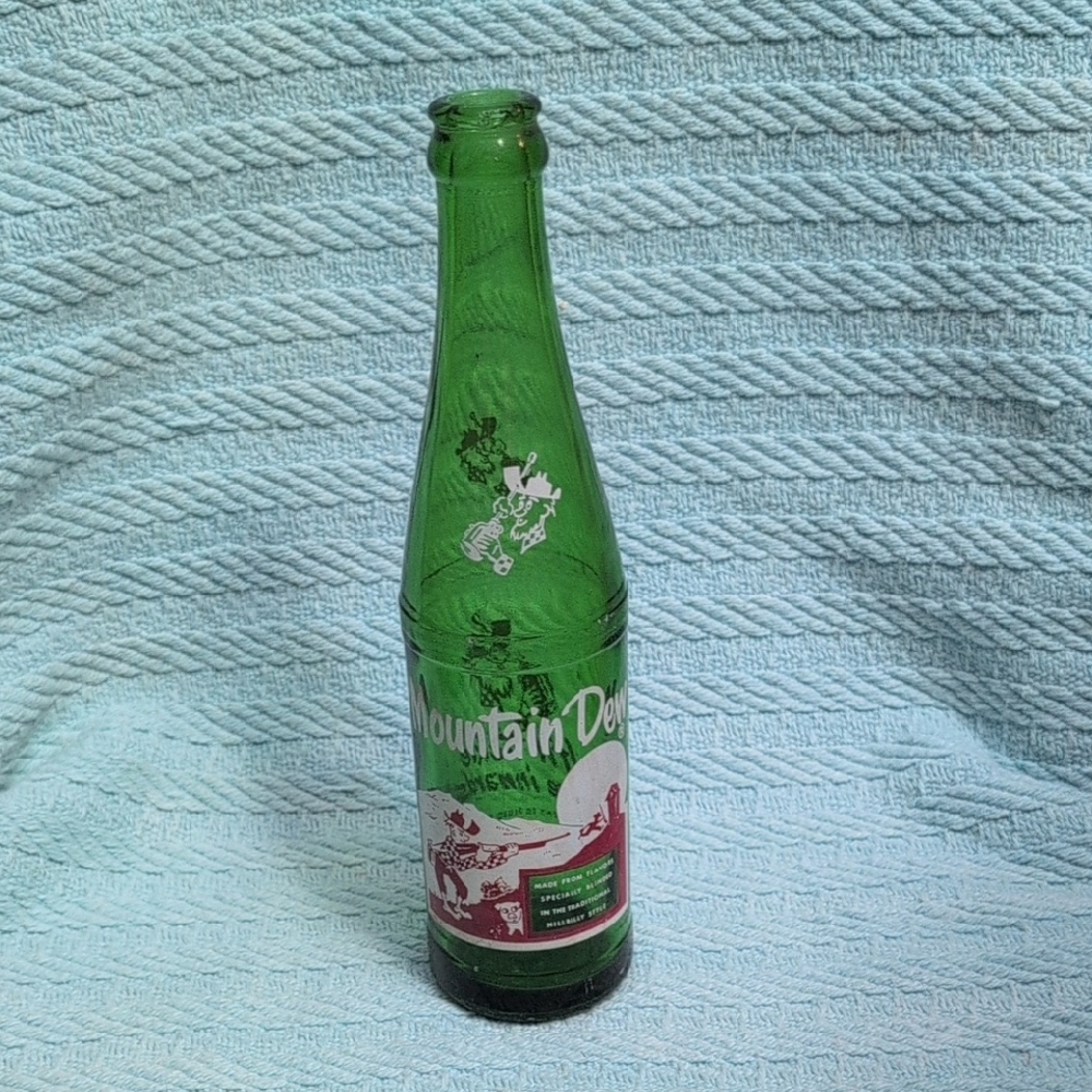Mountain Dew Green Glass Bottle Decorative Collectible
